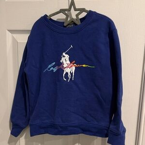 Ralph Lauren Royal Blue Crewneck with Multicolor Logo